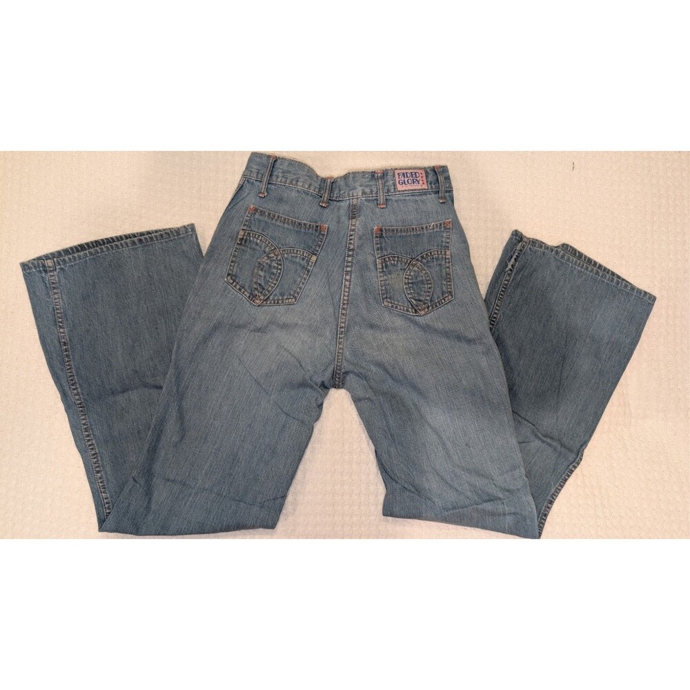 Vintage 70s Faded Glory Denim Jeans High Waist Bell Bottoms Rare Size 4